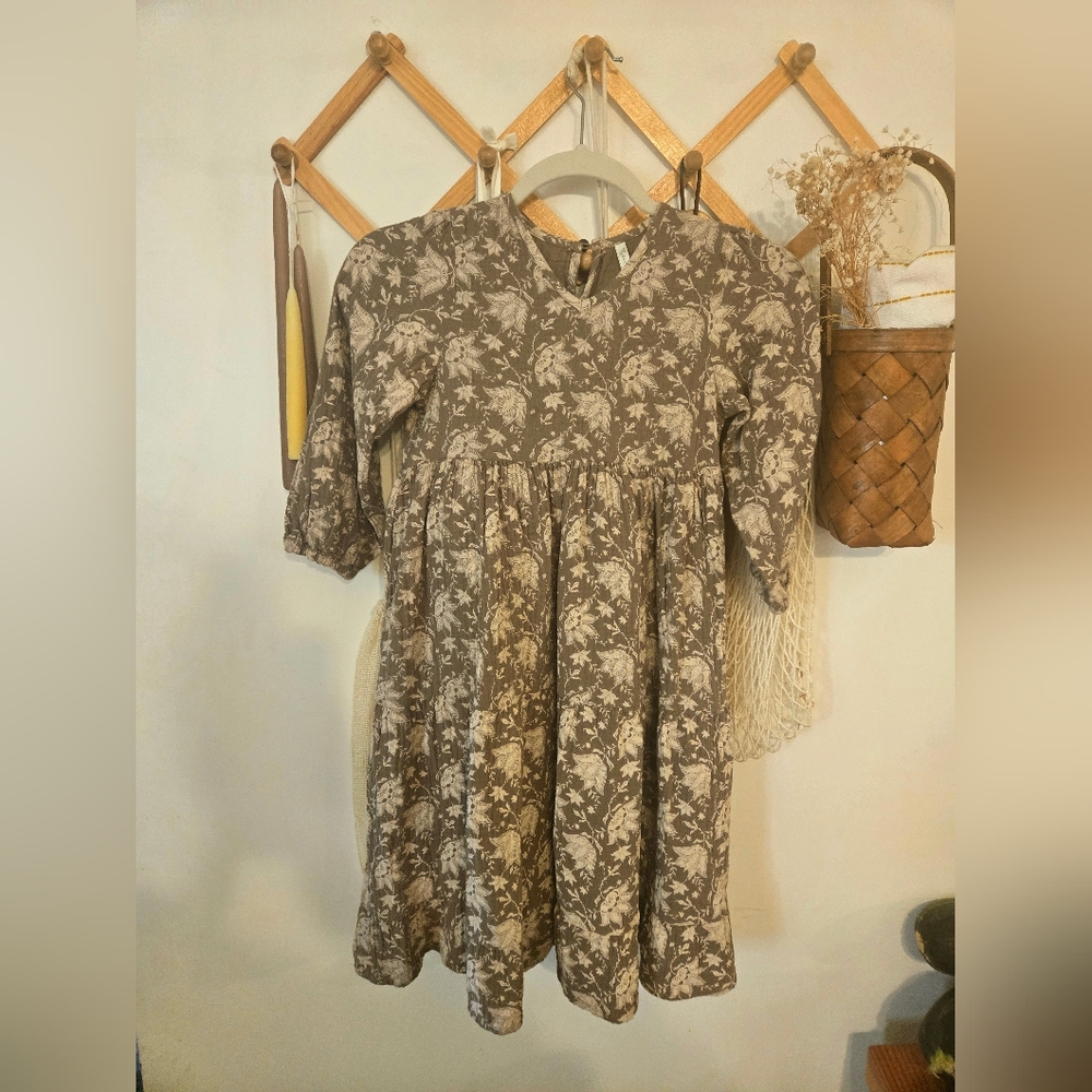 Rylee + Cru Girl's Olive Floral Dress size 6-7y